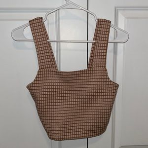 Square neck plaid crop top